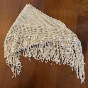 Nordstrom Silk Loose Knit Mesh Triangle Tassel Scarf